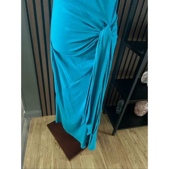 Sofia Vergara Ruched Tie Tank Maxi Dress in Blue Sz L NWT - Picture 3 of 8